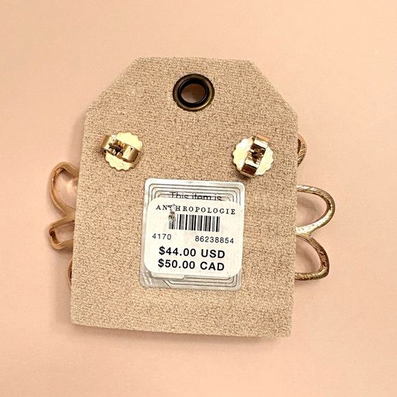 Anthropologie Gold Flower Earrings with Blue Agate. Brand new! - Picture 5 of 10